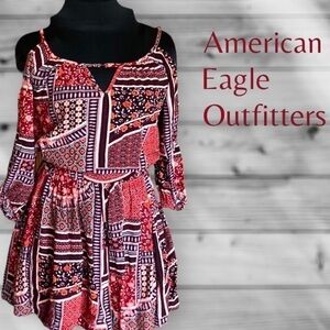 American Eagle Outfitters Patterned Cold-Shoulder Floral Mini Dress, Size XXS